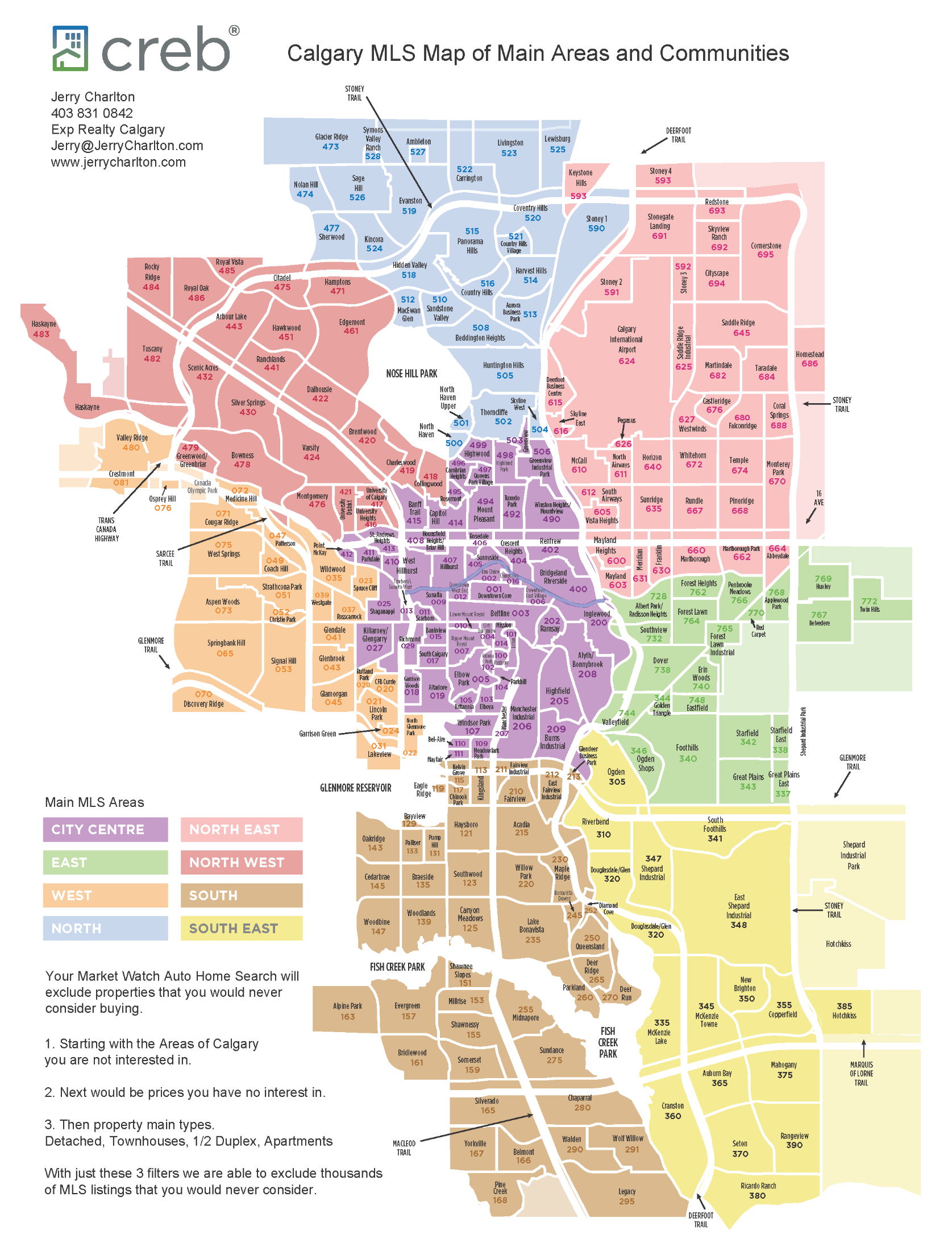 Calgary MLS Map of Main Areas and Communities