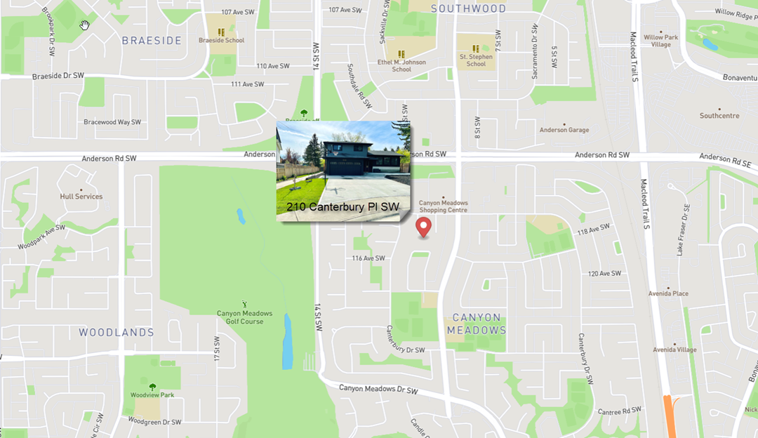 Map 210 Canterbury Place SW Calgary