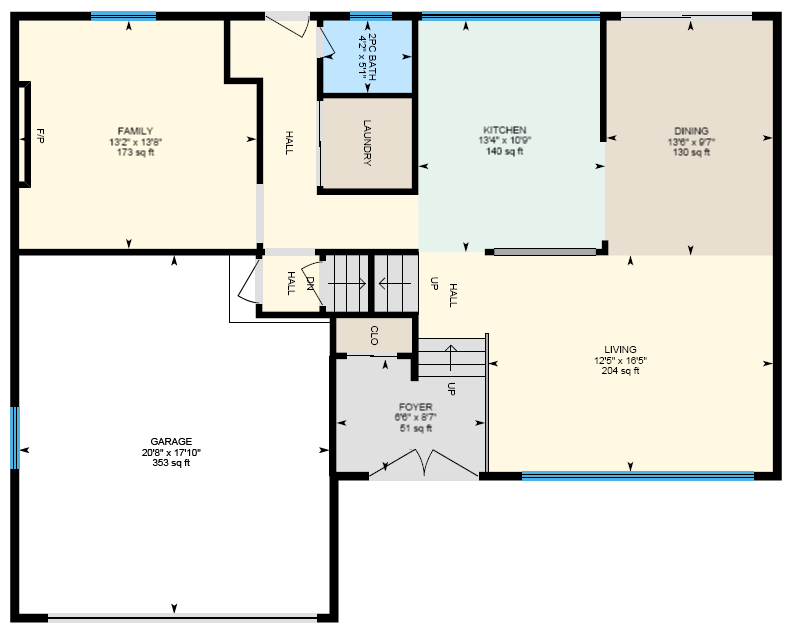 Main Floor Plan 210 Canterbury Place SW Calgary